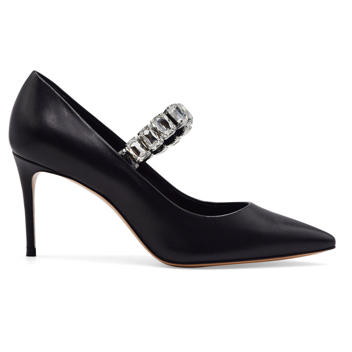 Décolleté Donna Casadei Nero Con Cinturino Gioiello Elegante
