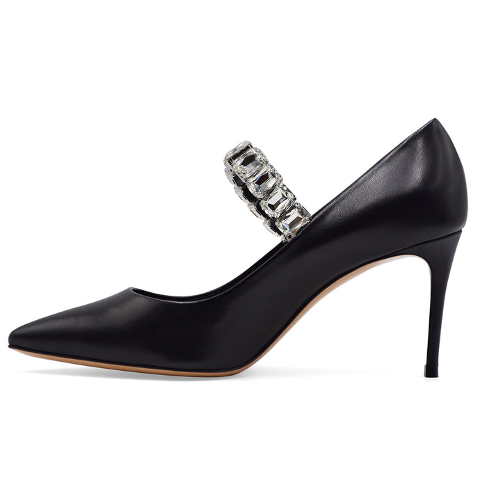 Décolleté Donna Casadei Nero Con Cinturino Gioiello Elegante