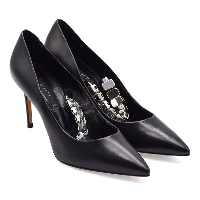 Décolleté Donna Casadei Nero Con Cinturino Gioiello Elegante