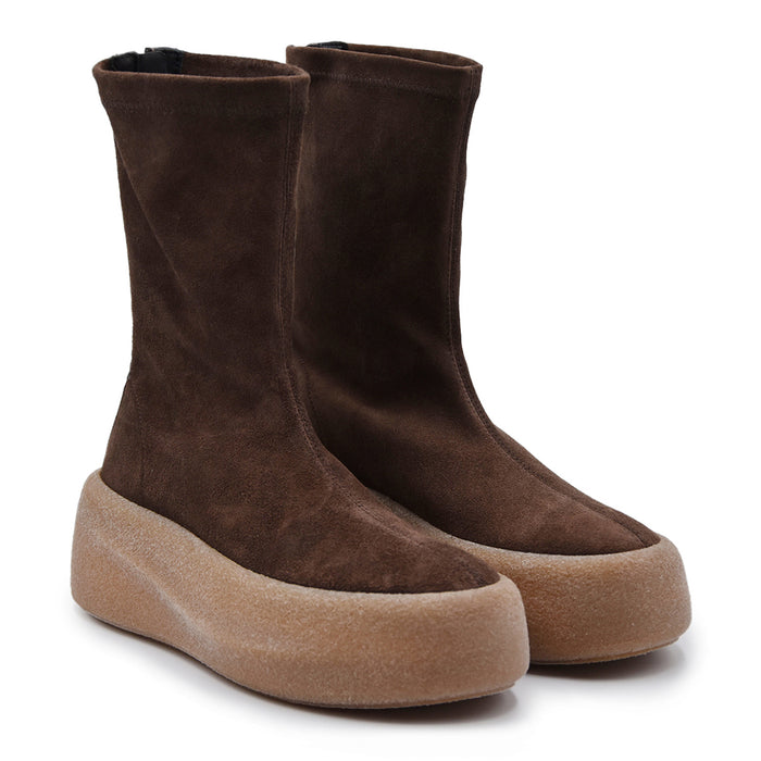 Stivaletti Vic Matié Donna Camoscio Marrone Suola Vulcanizzata