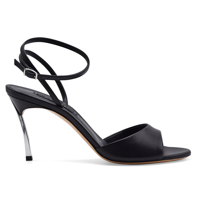 Sandali Casadei Donna Nero In Pelle Minorca Tacco Blade Affilato