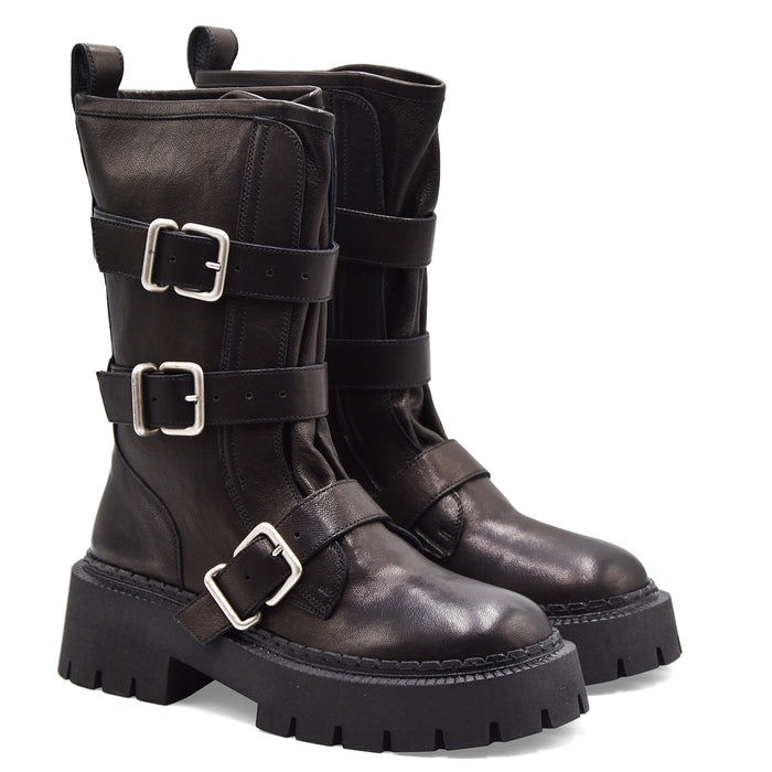 Stivaletti Vic Matiè Rock 101 Donna Grandi Fibbie Metalliche