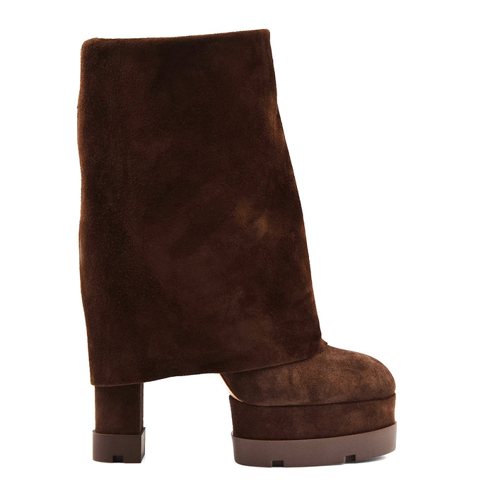 Stivaletti Casadei Reversibili Nancy Donna Suede Cacao Plateau