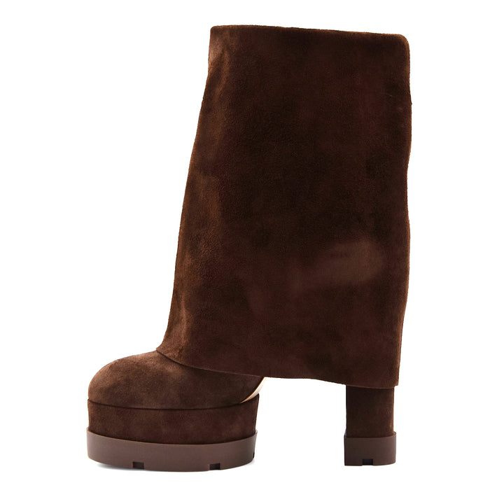 Stivaletti Casadei Reversibili Nancy Donna Suede Cacao Plateau