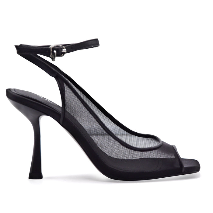 Sandali Slingback JW PEI Serenity Donna Nero In Rete Elegante