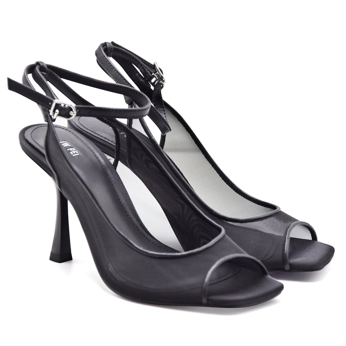 Sandali Slingback JW PEI Serenity Donna Nero In Rete Elegante