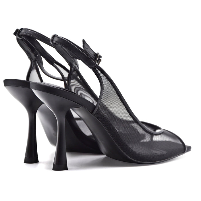 Sandali Slingback JW PEI Serenity Donna Nero In Rete Elegante