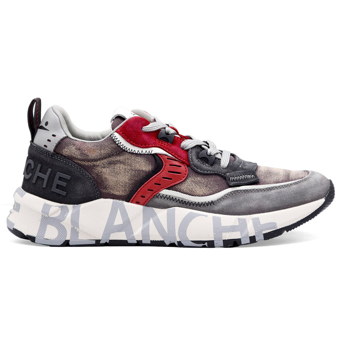 Voile Blanche Sneakers Uomo CLUB01 Grigio Con Dettagli Rossi