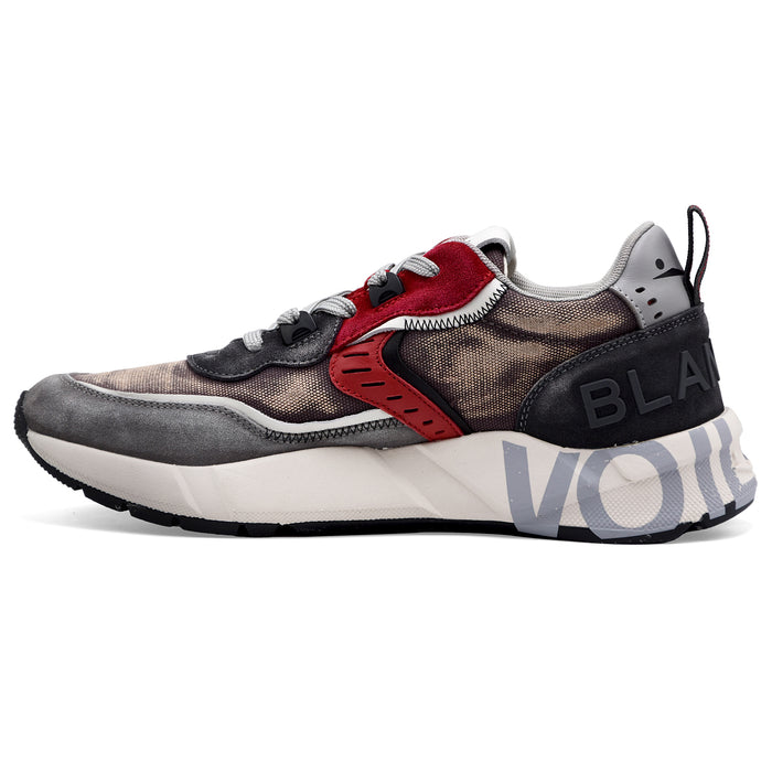 Voile Blanche Sneakers Uomo CLUB01 Grigio Con Dettagli Rossi