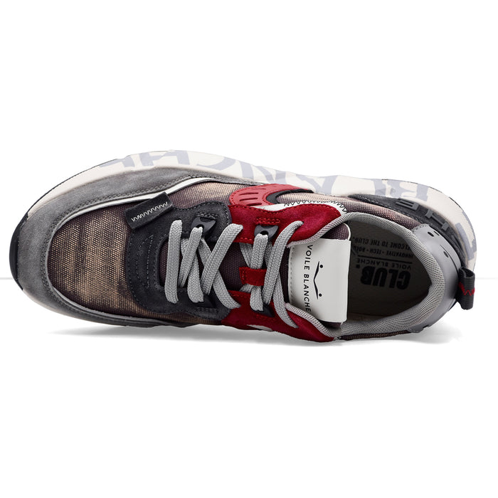 Voile Blanche Sneakers Uomo CLUB01 Grigio Con Dettagli Rossi