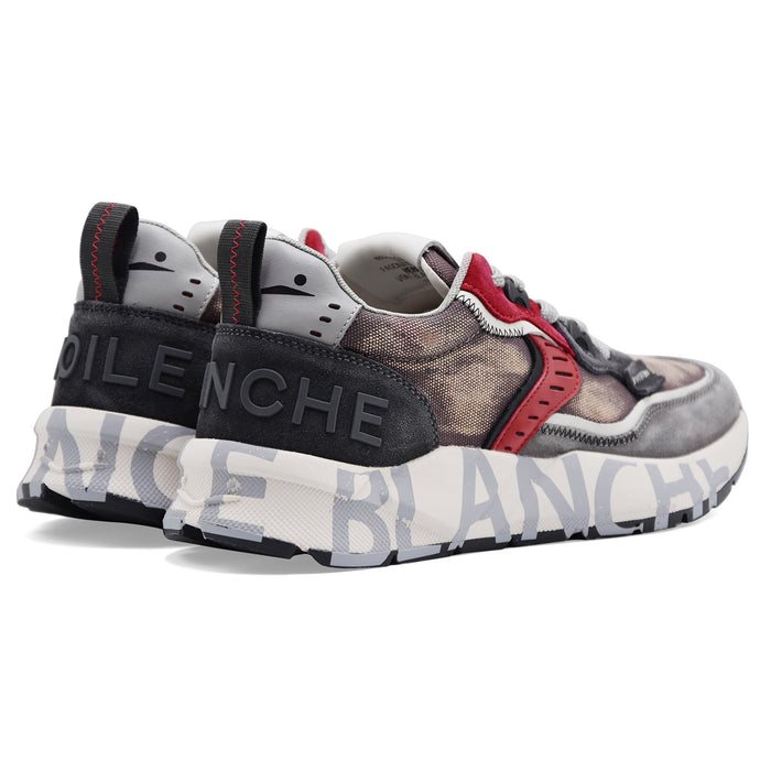 Voile Blanche Sneakers Uomo CLUB01 Grigio Con Dettagli Rossi