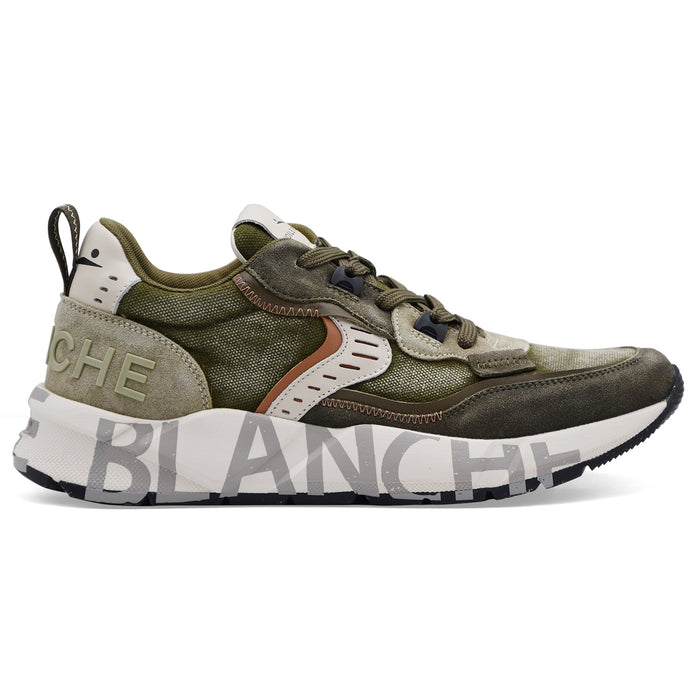 Sneakers Voile Blanche Uomo CLUB01 Verde Militare Suola Bianca
