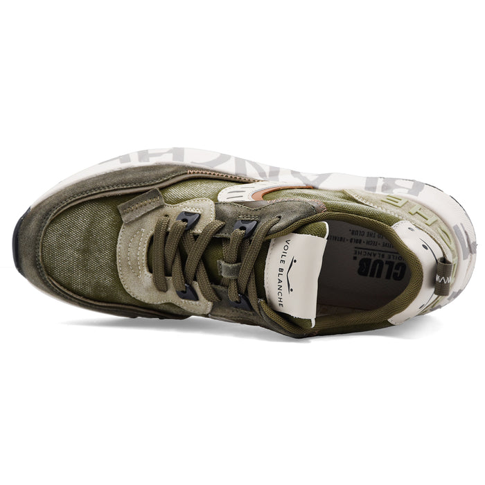 Sneakers Voile Blanche Uomo CLUB01 Verde Militare Suola Bianca