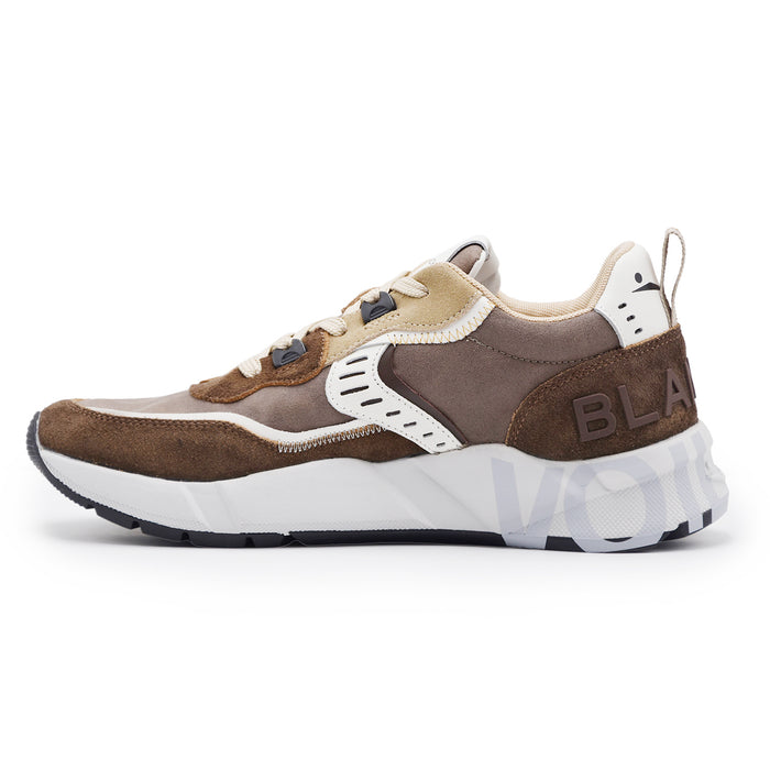 Sneakers Voile Blanche Uomo Club01 Marrone Taupe Suede Delavé