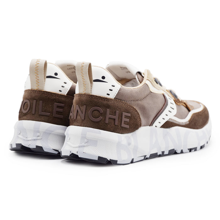 Sneakers Voile Blanche Uomo Club01 Marrone Taupe Suede Delavé