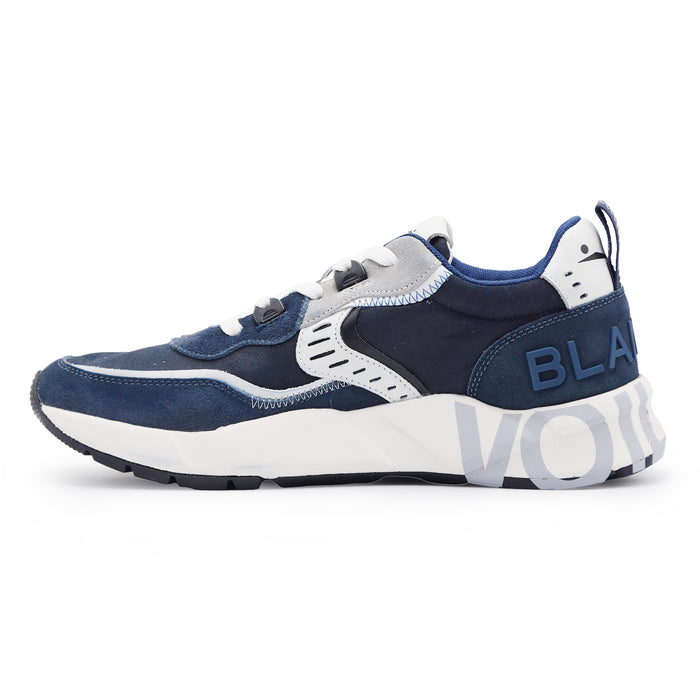 Sneakers Voile Blanche Uomo Club01 Blu Suola Logo Serigrafato