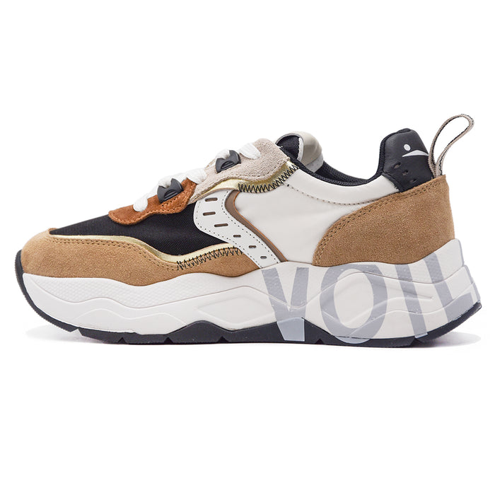 Sneakers Voile Blanche Club 105 Donna Beige Nero Suola Logata