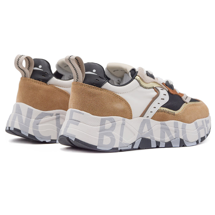 Sneakers Voile Blanche Club 105 Donna Beige Nero Suola Logata
