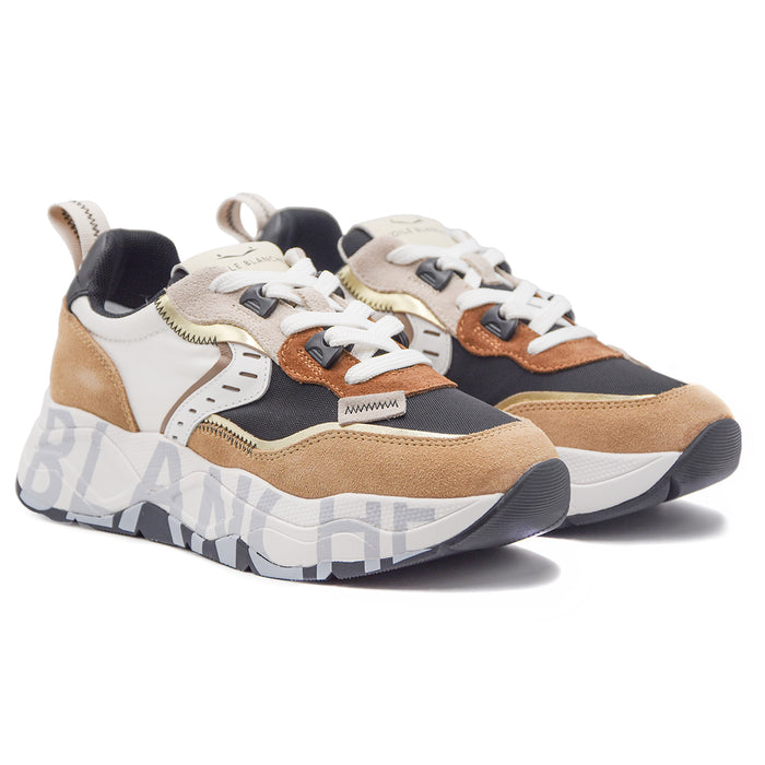 Sneakers Voile Blanche Club 105 Donna Beige Nero Suola Logata