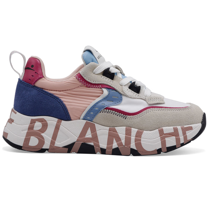 Voile Blanche Women's Club105 Suede Nylon White Fuchsia Sneakers