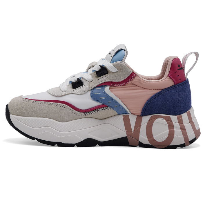 Voile Blanche Women's Club105 Suede Nylon White Fuchsia Sneakers