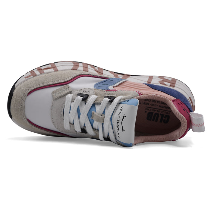 Voile Blanche Women's Club105 Suede Nylon White Fuchsia Sneakers