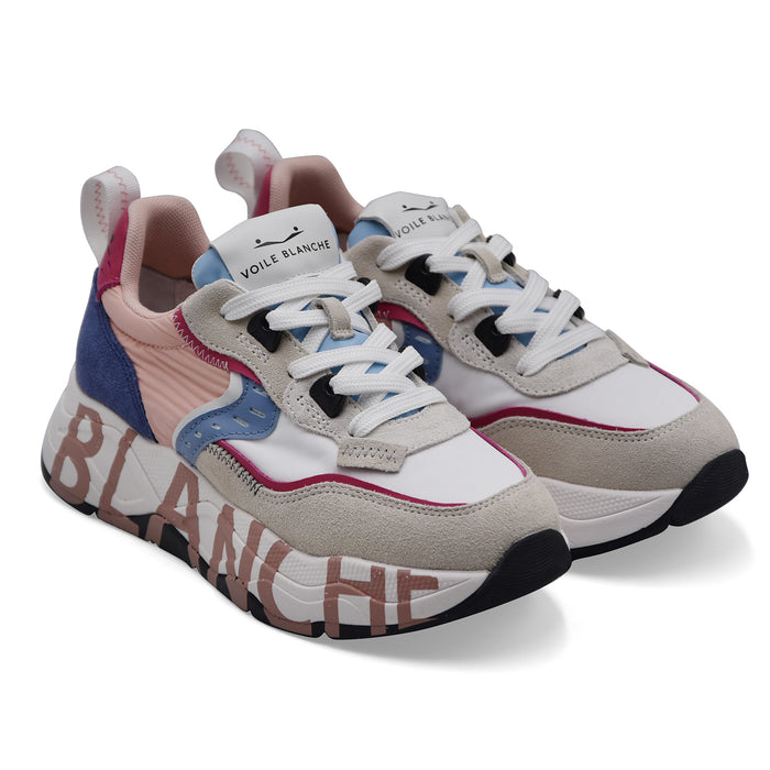 Voile Blanche Women's Club105 Suede Nylon White Fuchsia Sneakers
