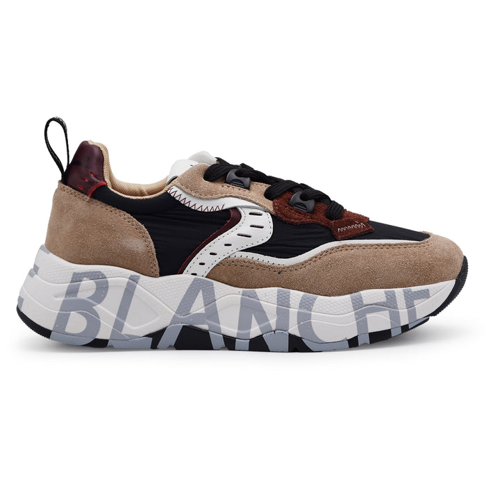 Sneakers Voile Blanche Donna Club105 Beige Nero Stile Grintoso