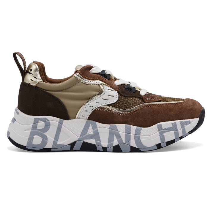 Voile Blanche Sneakers Donna Camoscio Marrone E Beige CLUB105