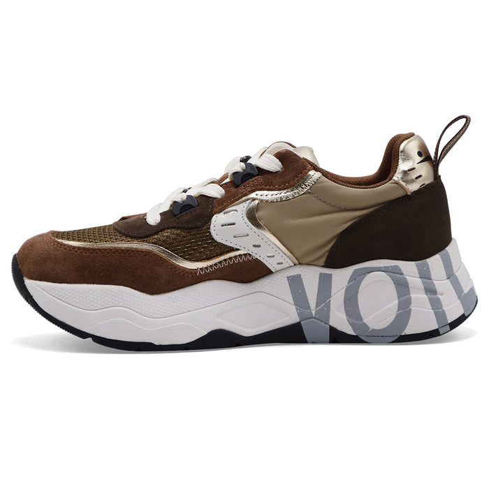 Voile Blanche Sneakers Donna Camoscio Marrone E Beige CLUB105
