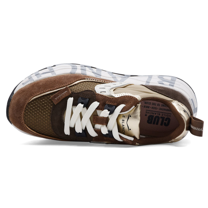 Voile Blanche Sneakers Donna Camoscio Marrone E Beige CLUB105
