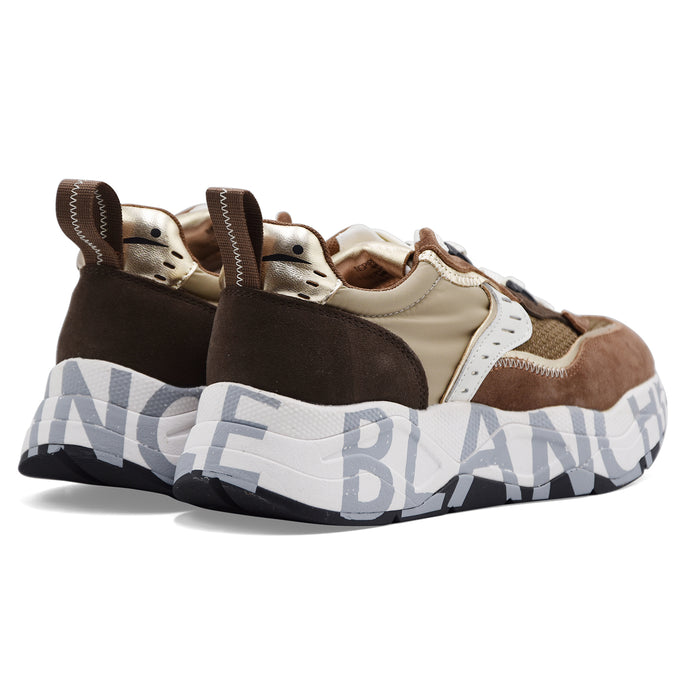Voile Blanche Sneakers Donna Camoscio Marrone E Beige CLUB105
