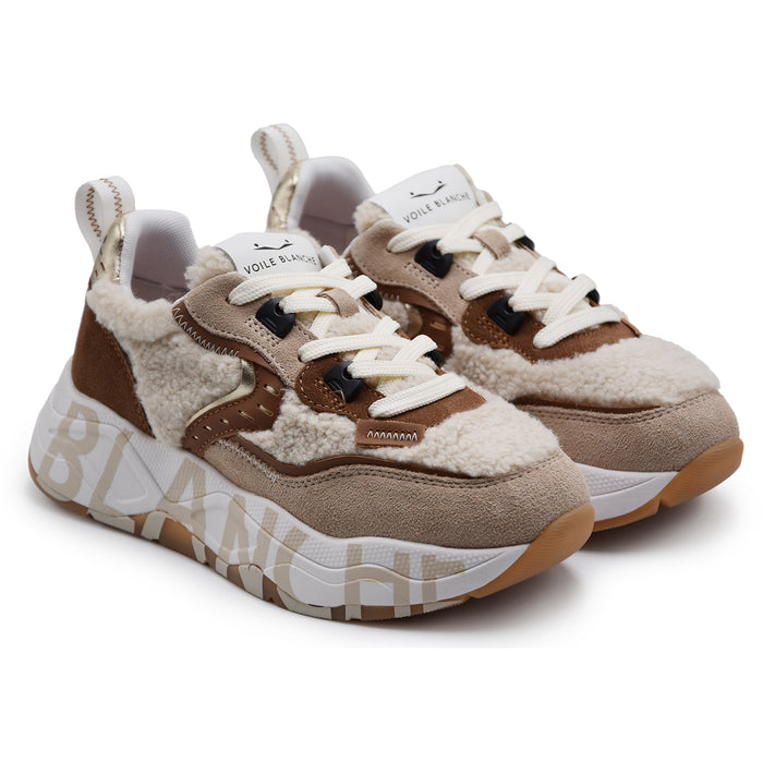 Sneakers Donna Voile Blanche CLUB105 Cognac Beige E Teddy