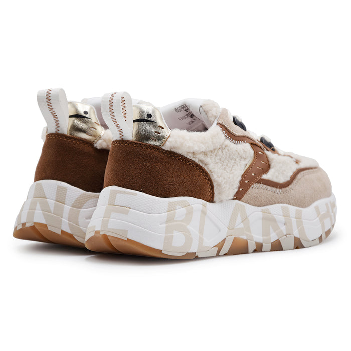 Sneakers Donna Voile Blanche CLUB105 Cognac Beige E Teddy