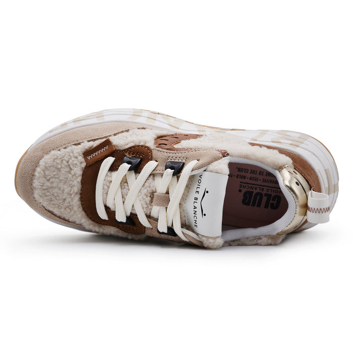 Sneakers Donna Voile Blanche CLUB105 Cognac Beige E Teddy