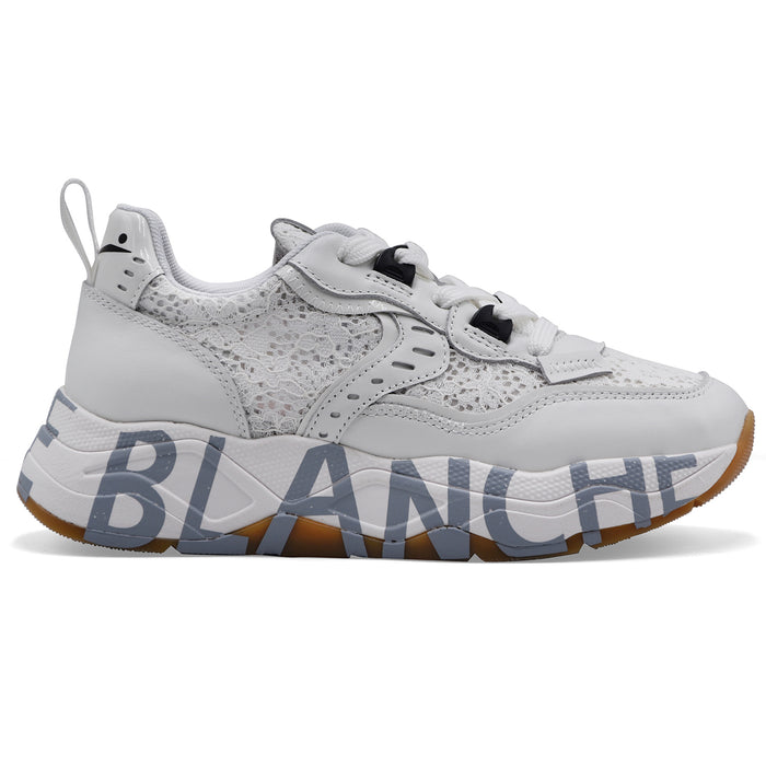 Women's Voile Blanche Club105 Sneakers in White Leather and Fabric