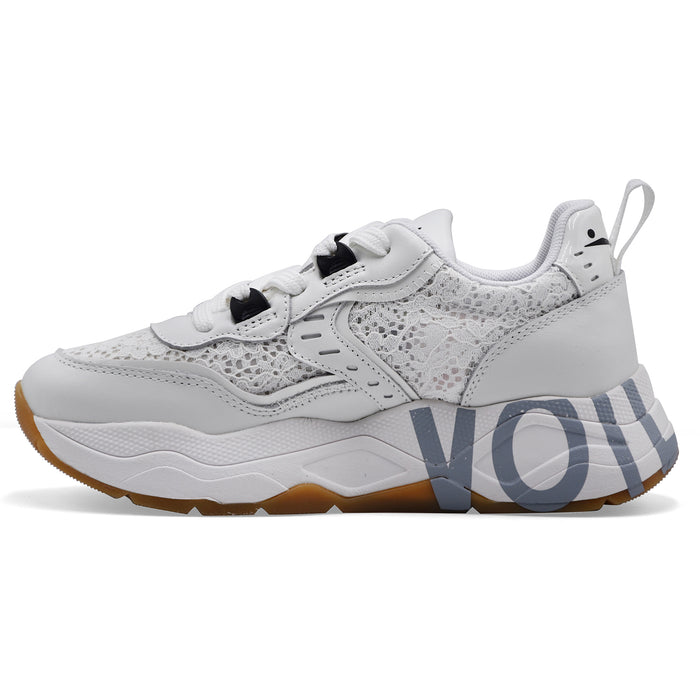 Women's Voile Blanche Club105 Sneakers in White Leather and Fabric