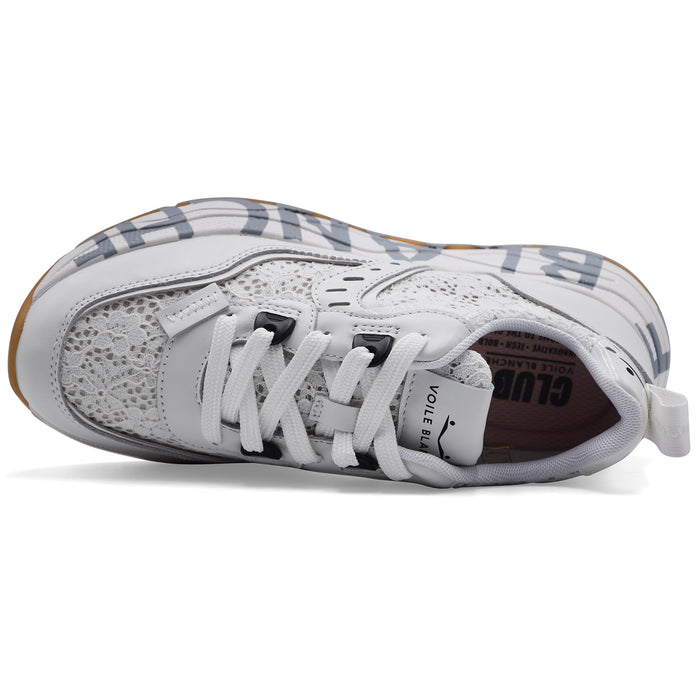 Women's Voile Blanche Club105 Sneakers in White Leather and Fabric