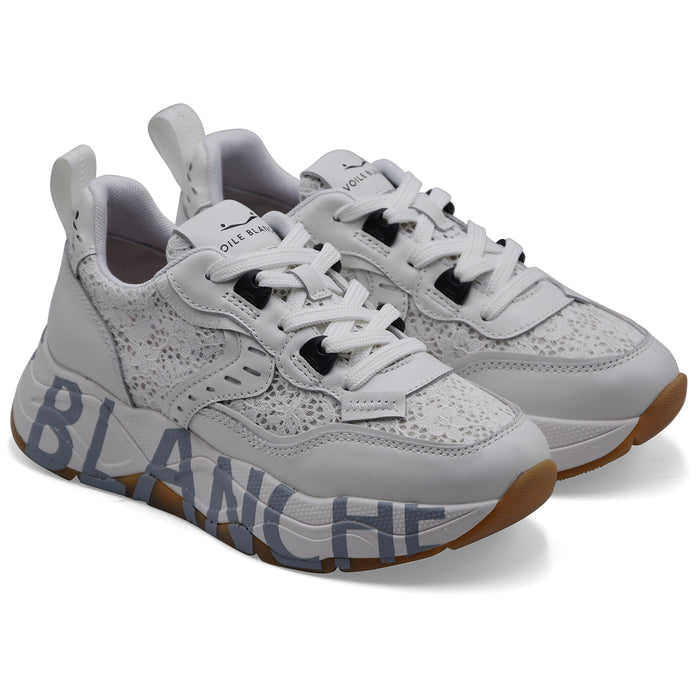 Women's Voile Blanche Club105 Sneakers in White Leather and Fabric