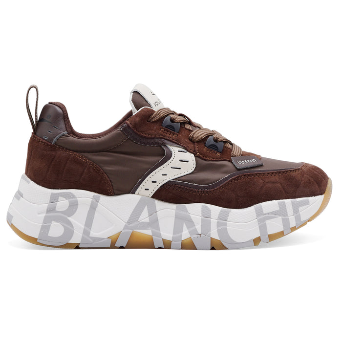 Sneakers Voile Blanche Donna CLUB105 Pelle Scamosciata Marrone