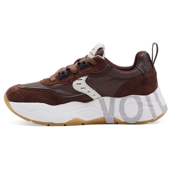 Sneakers Voile Blanche Donna CLUB105 Pelle Scamosciata Marrone