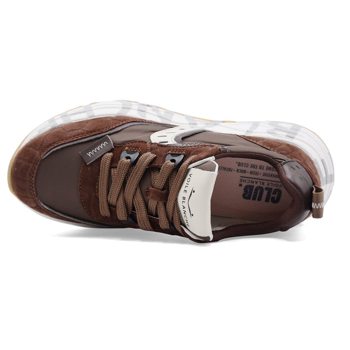 Sneakers Voile Blanche Donna CLUB105 Pelle Scamosciata Marrone