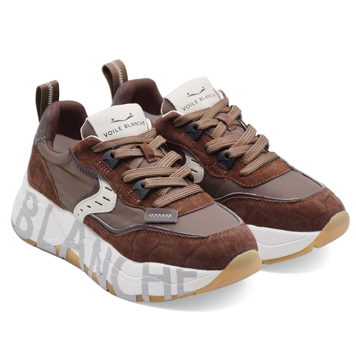 Sneakers Voile Blanche Donna CLUB105 Pelle Scamosciata Marrone