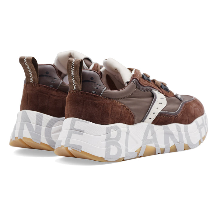 Sneakers Voile Blanche Donna CLUB105 Pelle Scamosciata Marrone