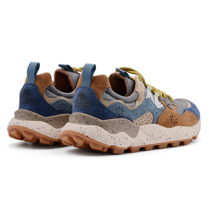 Sneakers Uomo Flower Mountain Yamano 3 In Pelle Blu E Marrone
