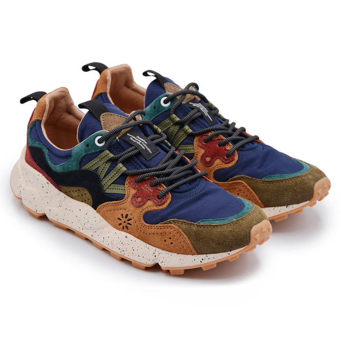 Flower Mountain Sneakers Uomo Yamano 3 Camoscio E Nylon Blu