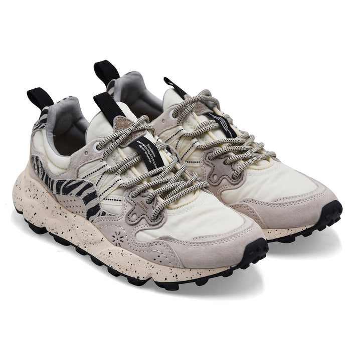 Flower Mountain Women's Yamano 3 Suede Animal Sneakers White Black