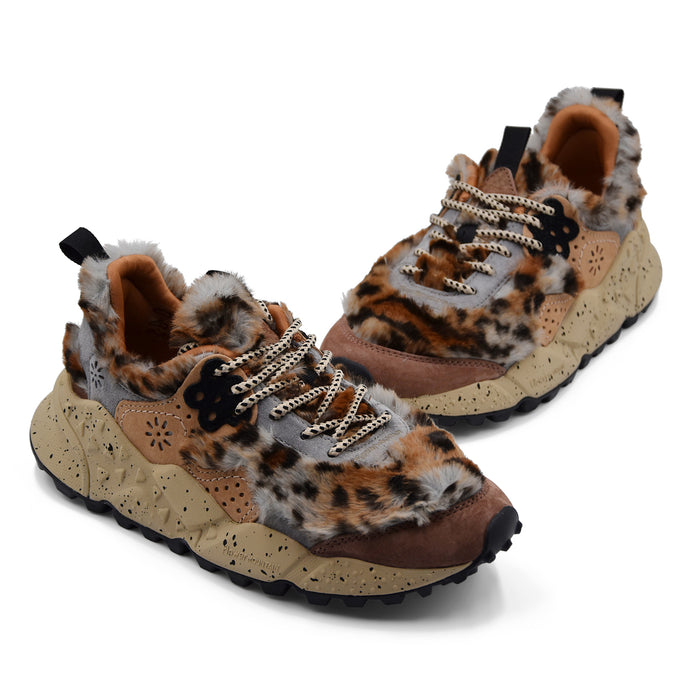 Sneakers Flower Mountain Donna Suede Ecofur Stampa Animalier