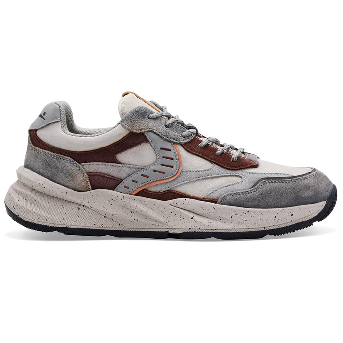 Voile Blanche Men's Club22 Leather Sneakers Light Gray Brown