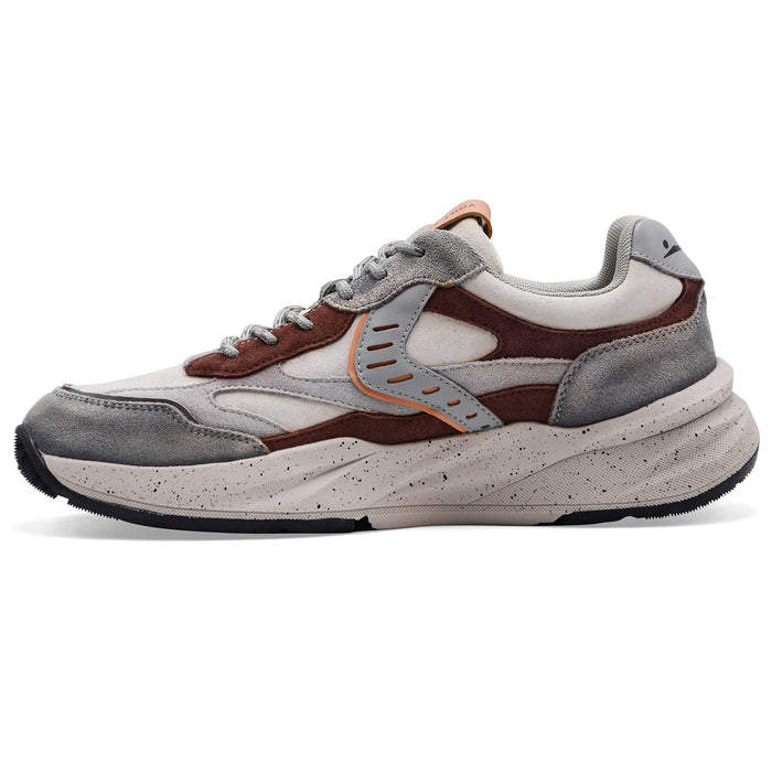 Voile Blanche Men's Club22 Leather Sneakers Light Gray Brown